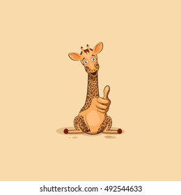 Vector Stock Illustration isolated Emoji character cartoon Giraffe approves with thumb up sticker emoticon for site, info graphics, video, animation, websites, e-mails, newsletters, reports, comics