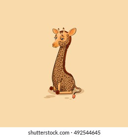 Vector Stock Illustration isolated Emoji character cartoon Giraffe sad and frustrated sticker emoticon for site, info graphics, video, animation, websites, e-mails, newsletters, reports, comics