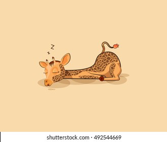 Vector Stock Illustration isolated Emoji character cartoon Giraffe sleeps on the stomach sticker emoticon for site, info graphics, video, animation, websites, e-mails, newsletters, reports, comics