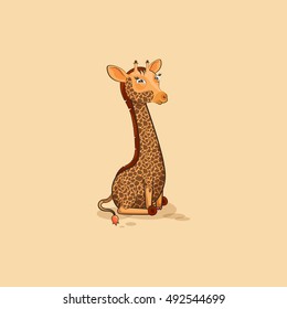 Vector Stock Illustration isolated Emoji character cartoon Giraffe squints and looks suspiciously sticker emoticon for site, info graphics, video, animation, website, mail, newsletters, reports, comic