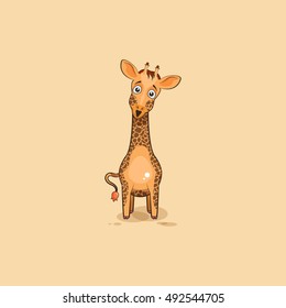 Vector Stock Illustration isolated Emoji character cartoon Giraffe surprised with big eyes sticker emoticon for site, info graphics, video, animation, websites, e-mails, newsletters, reports, comics