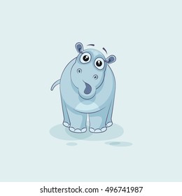 Vector Stock Illustration isolated Emoji character cartoon Hippopotamus surprised with big eyes sticker emoticon for site, info graphics, video, animation, websites, mails, newsletters, reports, comic