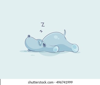 Vector Stock Illustration isolated Emoji character cartoon Hippopotamus sleeps on the stomach sticker emoticon for site, info graphics, video, animation, websites, e-mails, newsletters, reports, comic