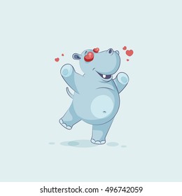 Vector Stock Illustration isolated Emoji character cartoon Hippopotamus in love flying with hearts sticker emoticon for site, info graphics, video, animation, websites, mail, newsletter, report, comic