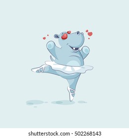 Vector Stock Illustration isolated Emoji character cartoon ballerina Hippopotamus in love flying with hearts sticker emoticon for site, info graphic, video, animation, website, mail, newsletter, comic