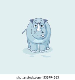 Vector Stock Illustration isolated Emoji character cartoon rhinoceros sticker emoticon with angry emotion for site, info graphics, video, animation, websites, e-mails, newsletters, reports, comics