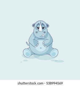 Vector Stock Illustration isolated emoji character cartoon rhinoceros sad and frustrated sticker emoticon for site, info graphics, video, animation, websites, e-mails, newsletters, reports, comics