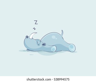 Vector Stock Illustration isolated emoji character cartoon rhinoceros sleeps on the stomach sticker emoticon for site, info graphics, video, animation, websites, e-mails, newsletters, reports, comic
