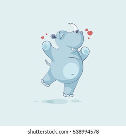 Vector Stock Illustration isolated emoji character cartoon rhinoceros jumping joy, happy sticker emoticon for site, info graphics, video, animation, websites, mails, newsletters, reports, comics