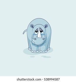 Vector Stock Illustration isolated emoji character cartoon sad and frustrated rhinoceros crying, tears sticker emoticon for site, info graphic, video, animation, website, mail, newsletters, report