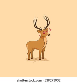 Vector Stock Illustration isolated emoji character cartoon deer in love flying with hearts sticker emoticon for site, info graphics, video, animation, websites, mail, newsletter, report, comic