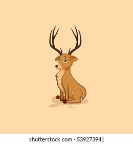 Vector Stock Illustration isolated emoji character cartoon deer sad and frustrated sticker emoticon for site, info graphics, video, animation, websites, e-mails, newsletters, reports, comics