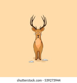 Vector Stock Illustration isolated emoji character cartoon deer crying, lot of tears sticker emoticon for site, info graphics, video, animation, websites, e-mails, newsletters, reports, comics