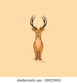 Vector Stock Illustration isolated Emoji character cartoon deer sticker emoticon with angry emotion for site, info graphics, video, animation, websites, e-mails, newsletters, reports, comics