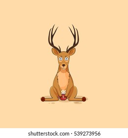 Vector Stock Illustration isolated emoji character cartoon deer nervous with cup of coffee sticker emoticon for site, info graphics, video, animation, website, mail, newsletter, report, comics