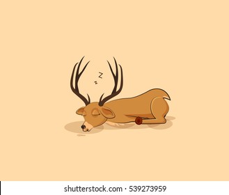 Vector Stock Illustration isolated emoji character cartoon deer sleeps on the stomach sticker emoticon for site, info graphics, video, animation, websites, e-mails, newsletters, reports, comic