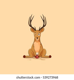 Vector Stock Illustration isolated emoji character cartoon deer just woke up with cup of coffee sticker emoticon for site, info graphic, video, animation, websites, mail, newsletter, reports