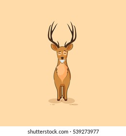 Vector Stock Illustration isolated emoji character cartoon deer with huge and big smile from ears sticker emoticon for site, infographic, video, animation, website, mail, newsletter, report, comic