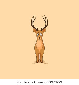 Vector Stock Illustration isolated emoji character cartoon sad and frustrated deer crying, tears sticker emoticon for site, info graphic, video, animation, website, mail, newsletters, report