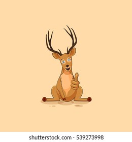 Vector Stock Illustration isolated emoji character cartoon deer approves with thumb up sticker emoticon for site, info graphics, video, animation, websites, mails, newsletters, reports, comics