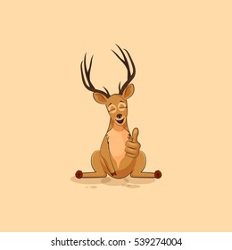 Vector Stock Illustration isolated emoji character cartoon deer approves with thumb up sticker emoticon for site, info graphics, video, animation, websites, mails, newsletters, reports, comics