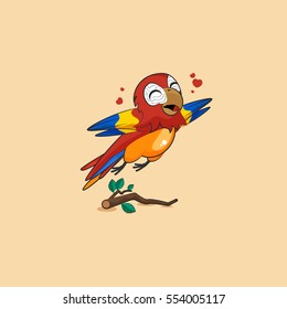 Vector Stock Illustration isolated Emoji character cartoon parrot jumping for joy, popinjay happy sticker emoticon for site, infographics, video, animation, websites, e-mail, newsletter, report, comic