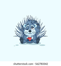 Vector Stock Illustration isolated emoji character cartoon porcupine just woke up with cup of coffee sticker emoticon good morning for site, info graphic, animation, website, mail, newsletter, reports
