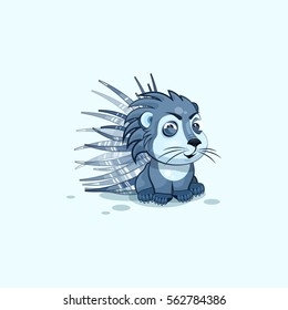 Vector Stock Illustration isolated Emoji character cartoon porcupine squints looks suspiciously popinjay sticker emoticon for site, info graphic, animation, website, mail, newsletter, report, comic