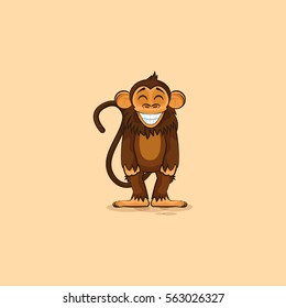 Vector Stock Illustration isolated emoji character cartoon monkey with huge smile from ear to ear sticker emoticon for site, infographic, video, animation, website, mail, newsletter, report, comic