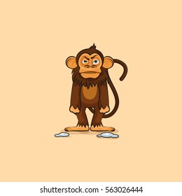 Vector Stock Illustration isolated Emoji character cartoon monkey sticker emoticon with angry emotion for site, info graphics, video, animation, websites, e-mails, newsletters, reports, comics