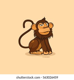 Vector Stock Illustration isolated Emoji character cartoon monkey squints looks suspiciously popinjay sticker emoticon for site, info graphic, animation, website, mail, newsletter, report, comic