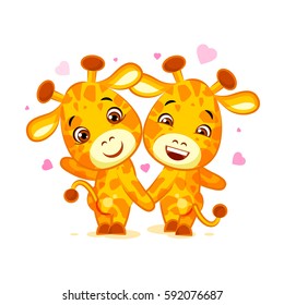 Vector Stock Illustration isolated Emoji have date let's go out character cartoon friends Giraffe sticker emoticon for site, info graphics, video, animation, website, mail, newsletters, reports, comic