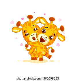 Vector Stock Illustration isolated Emoji have hugs be mine character cartoon friends giraffe sticker emoticon for site, info graphics, video, animation, website, mail, newsletters, reports, comic