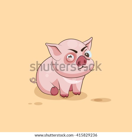 Vector Stock Illustration isolated Emoji character cartoon Pig squints and looks suspiciously sticker emoticon for site, infographics, video, animation, websites, e-mails, newsletters, reports, comics