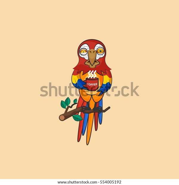 Vector Stock Illustration isolated Emoji character cartoon parrot