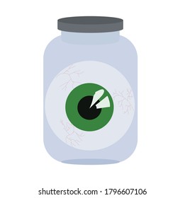 Vektorgrafik. Ein Glas mit einem menschlichen Auge auf weißem Hintergrund.