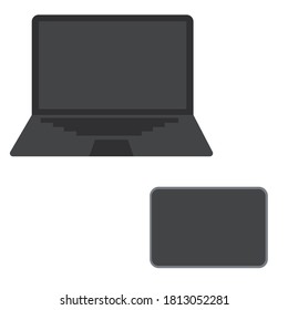 Vektorgrafik eines Laptops, Tablette auf weißem Hintergrund.