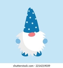 Vector stock illustration of leprechaun with hat. Cute gnome for kids print, wallpaper, banner, poster. Christmas design element