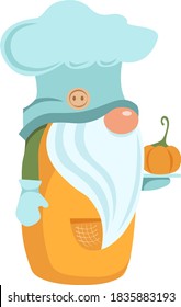 Vector stock illustration of Leprechaun with pumpkin and chef's cap