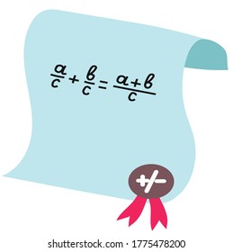 Vector stock illustration. Mathematical formula on a piece of paper. With a white backing.
