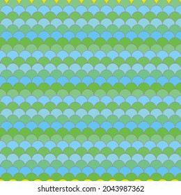 Vector Stock Illustration Mermaid Fish Scales Background| Seamless Pattern| Green and Sky Blue Background|