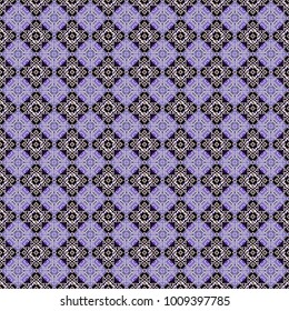 Vector stock illustration in a modern flat style. Creative seamless pattern, modern diagonal abstract background with geometric elements. White, violet and black diagonal tiles.