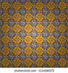 Vector stock illustration in a modern flat style. Creative seamless pattern, modern diagonal abstract background with geometric elements. Gray, blue and yellow diagonal tiles.