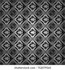 Vector stock illustration in a modern flat style. Creative seamless pattern, modern diagonal abstract background with geometric elements. Black, white and gray diagonal tiles.