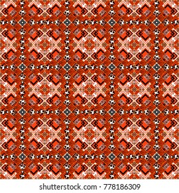 Vector stock illustration in a modern flat style. Creative seamless pattern, modern diagonal abstract background with geometric elements. Red, orange and brown diagonal tiles.