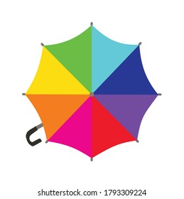 Vector stock illustration. Multicolored rainbow umbrella. On white background.