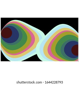 Ilustración vectorial del encabezado psicodélico de la red, antecedentes en medios sociales. Bandas degradadas de color azul, en relieve y verde. Agujero abstracto profundo. Estilo plano.