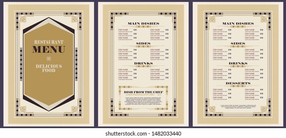 Vector stock illustration. Restaurant menu template or other design.