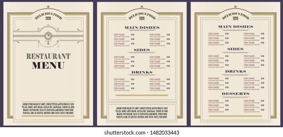 Vector stock illustration. Restaurant menu template or other design.