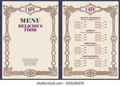 Vector stock illustration. Restaurant menu template or other design.